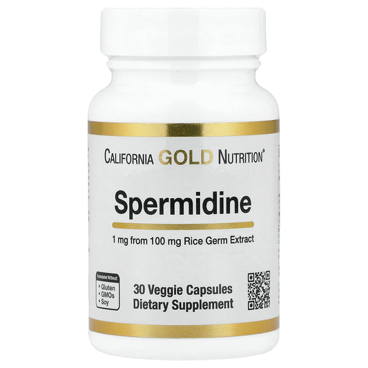 California Gold Nutrition, Spermidine, Rice Germ Extract, 1 mg, 30 Veggie Capsules