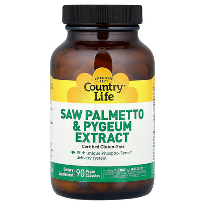 Country Life, Saw Palmetto & Pygeum Extract, 90 Vegan Capsules