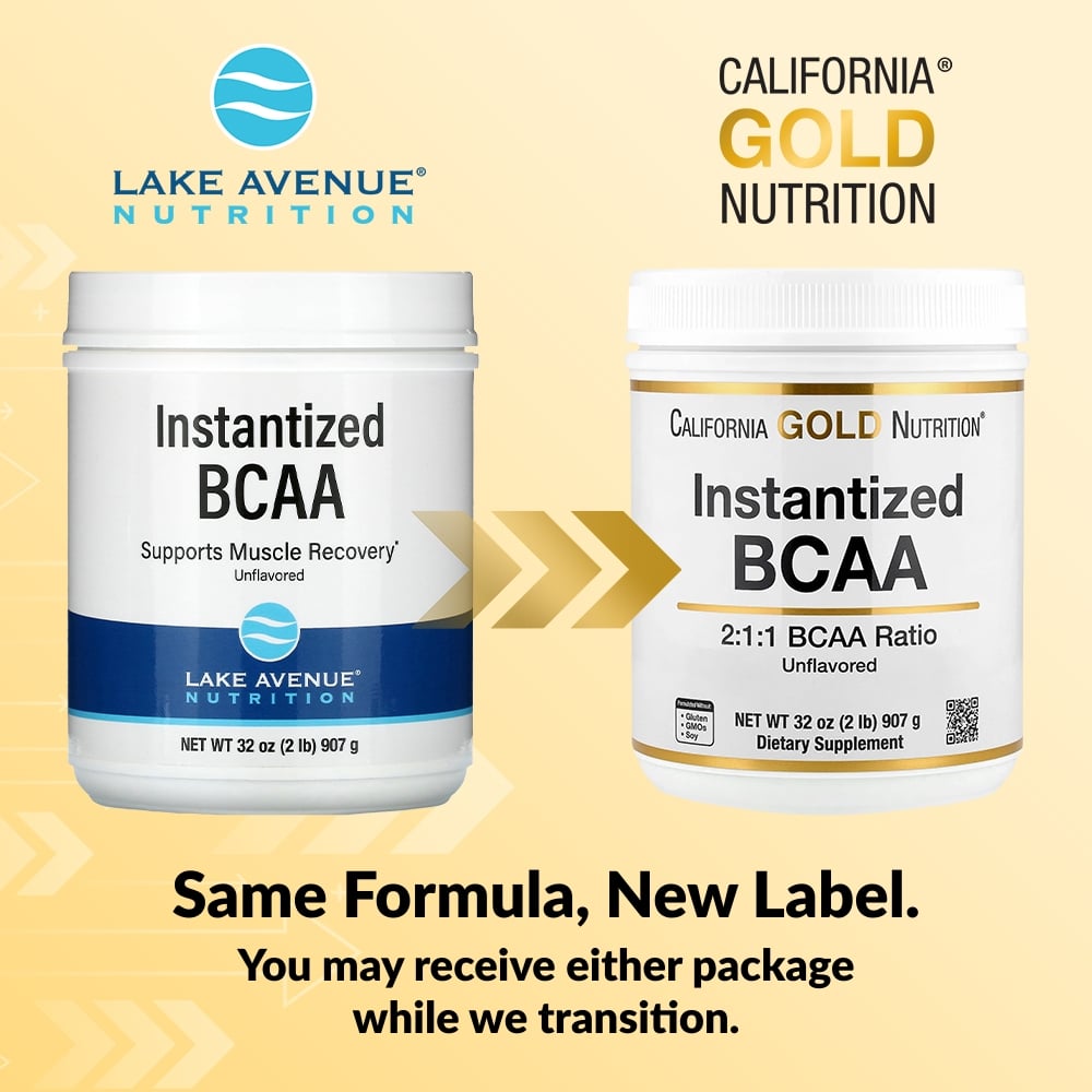 California Gold Nutrition, Instantized BCAA Powder with L-Leucine, L-Isoleucine, and L-Valine, Unflavored, 2 lb (907 g)