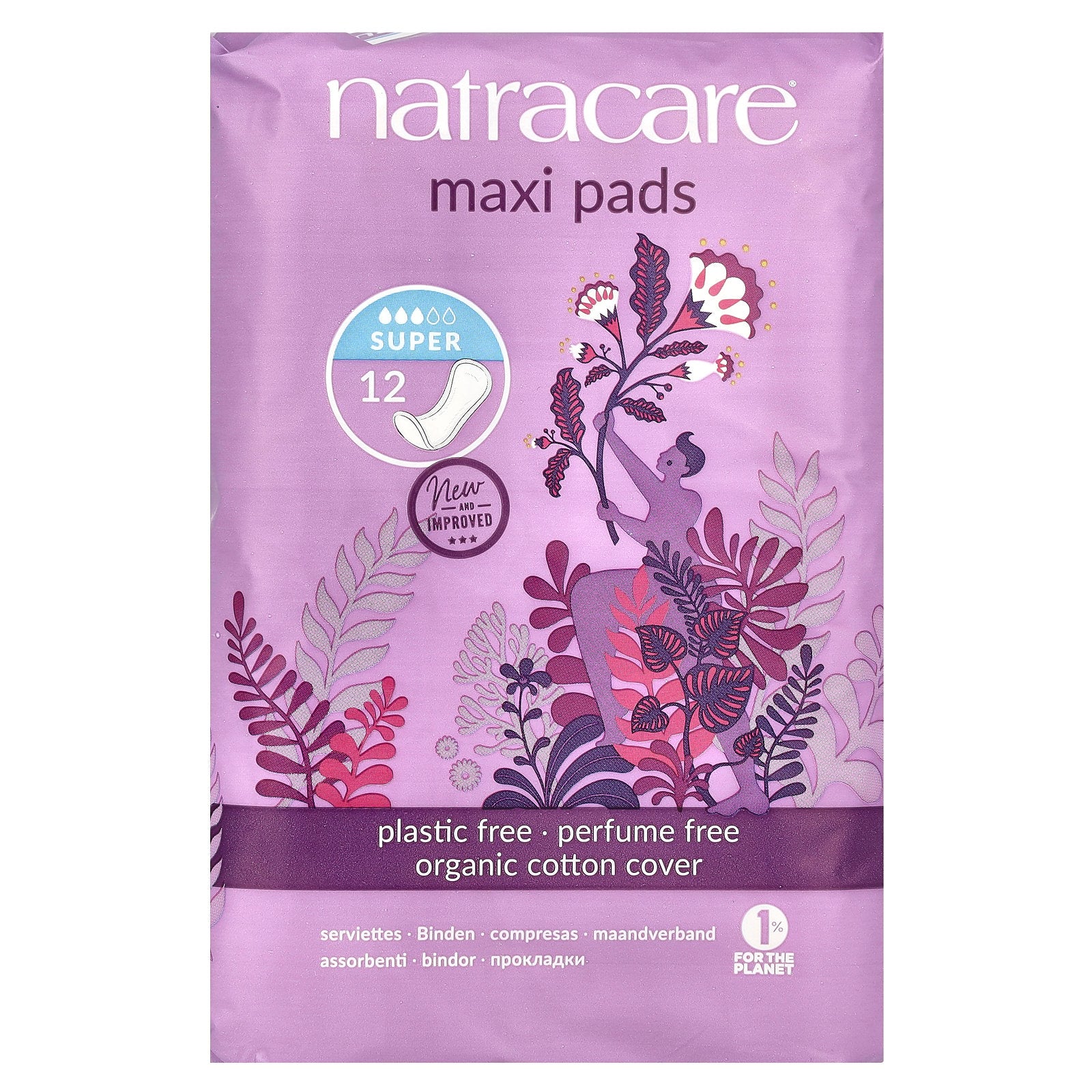 Natracare, Maxi Pads, Organic Cotton Cover, Super, 12 Pads