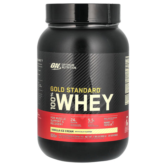 Optimum Nutrition, Gold Standard® 100% Whey, Vanilla Ice Cream, 1.98 lb (899 g)