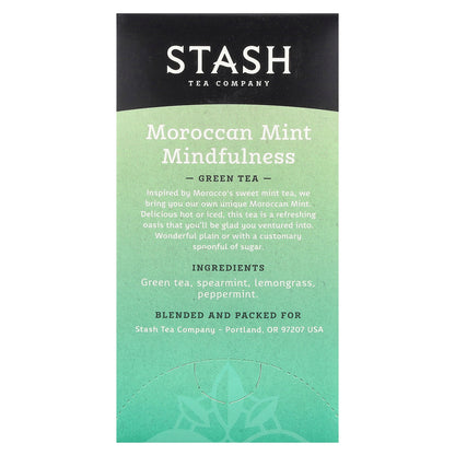 Stash Tea, Green Tea, Moroccan Mint Mindfulness, 20 Tea Bags, 0.9 oz (26 g)