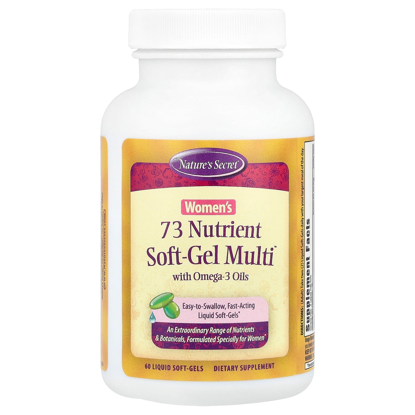 Nature's Secret, Women's 73 Nutrient Soft-Gel Multi™ With Omega-3 Oils, 60 Liquid Soft-Gels