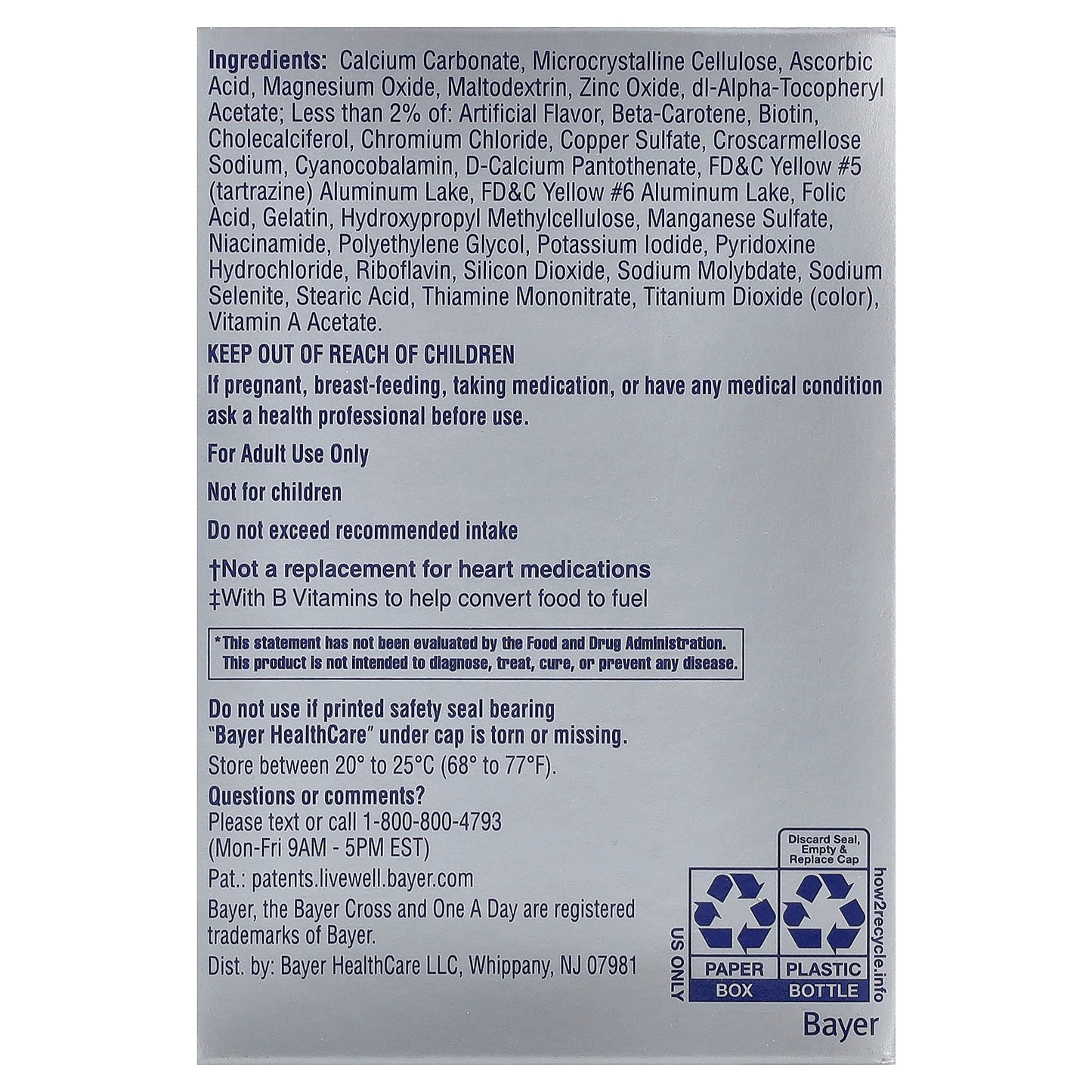 One-A-Day, Women’s 50+ Complete Multivitamin, 65 Tablets