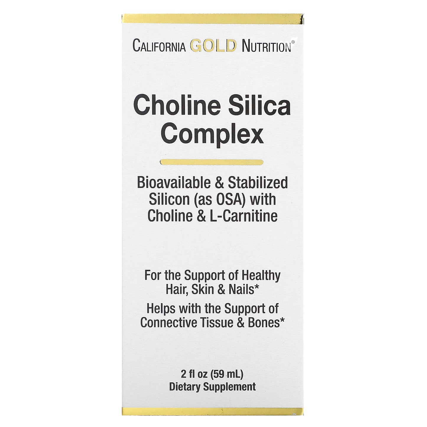 California Gold Nutrition, Choline Silica Complex, Bioavailable & Stabilized Silicon with Choline & L-Carnitine, 2 fl oz (59 ml)