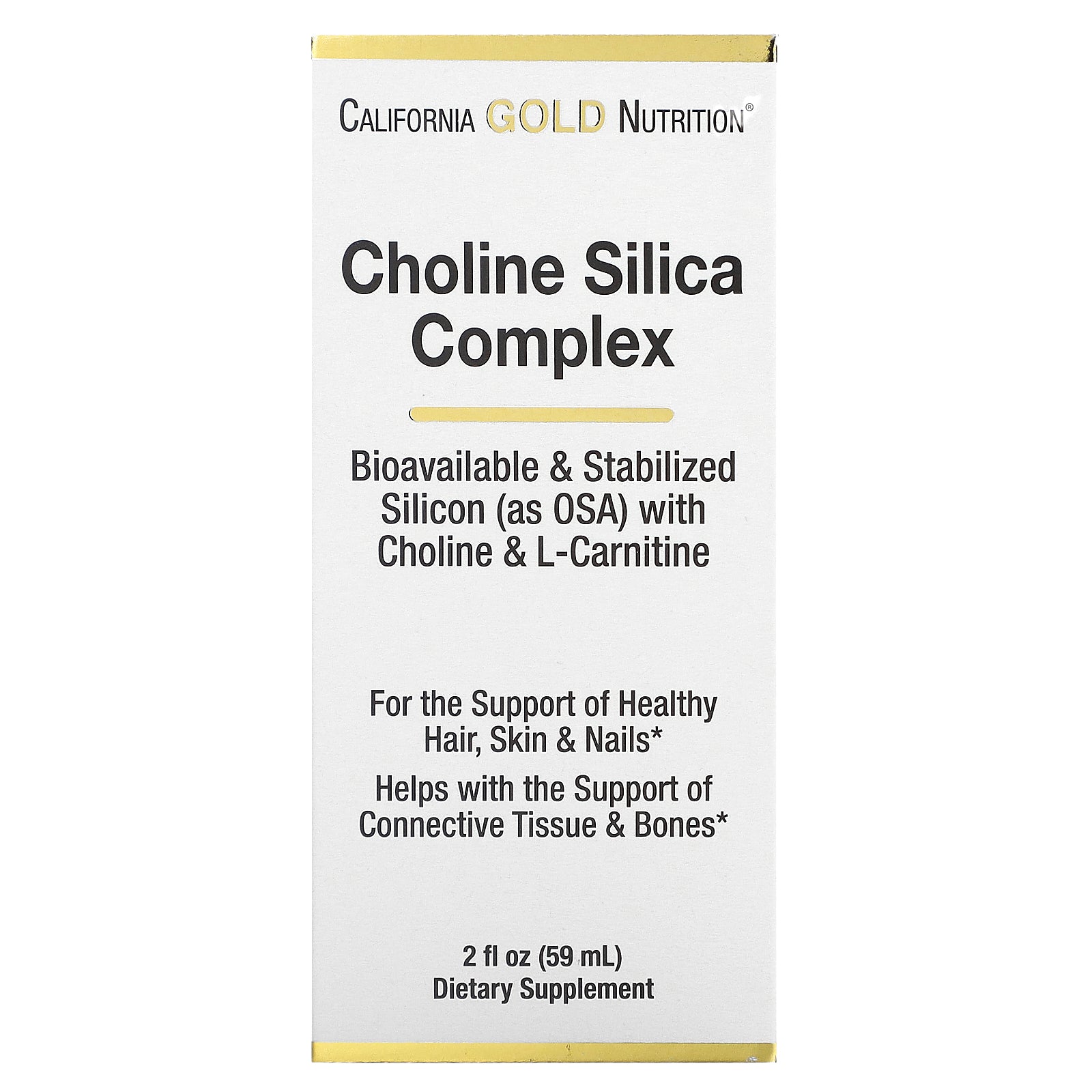California Gold Nutrition, Choline Silica Complex, Bioavailable & Stabilized Silicon with Choline & L-Carnitine, 2 fl oz (59 ml)