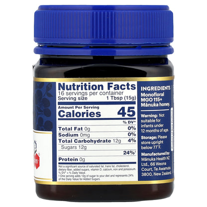 Manuka Health, Raw Manuka Honey, UMF 6+™, MGO 115+, 8.8 oz (250 g)