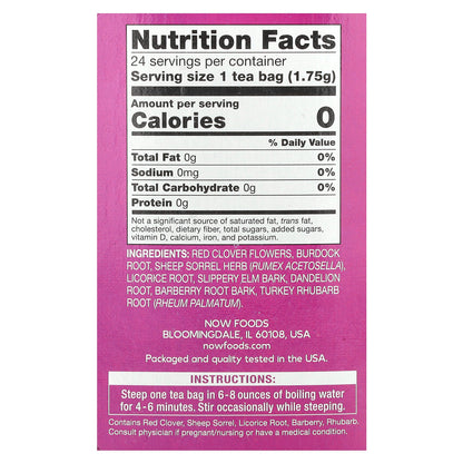 NOW Foods, Ojibwa Tea, Caffeine Free, 24 Tea Bags, 1.5 oz (42 g)