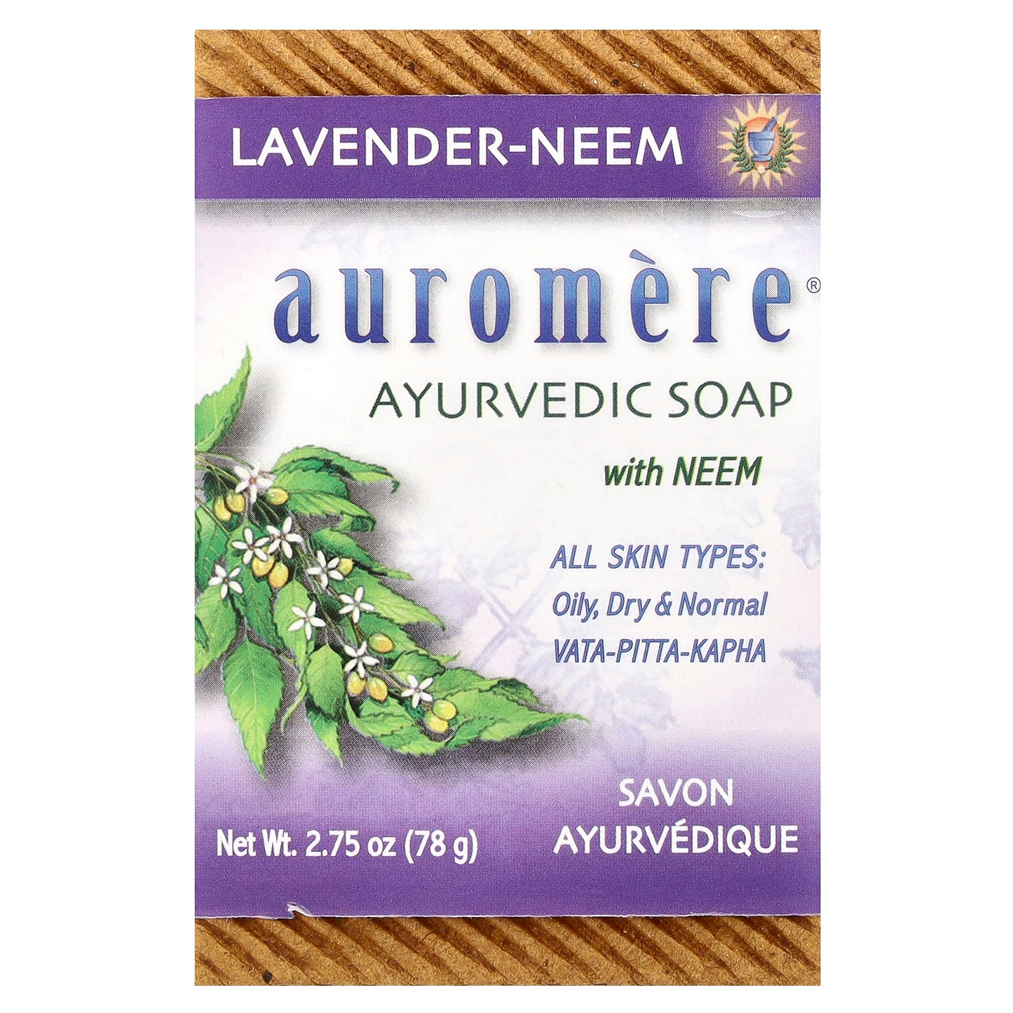 Auromere, Ayurvedic Bar Soap with Neem, Lavender-Neem, 2.75 oz (78 g)