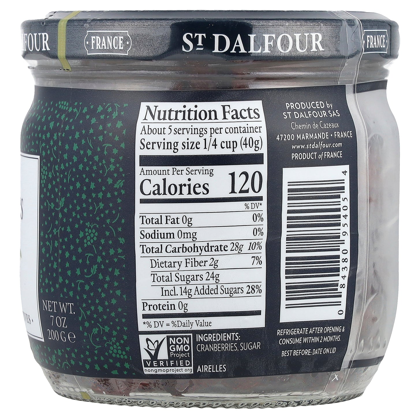 St. Dalfour, Semi-Dried Cranberries, 7 oz (200 g)