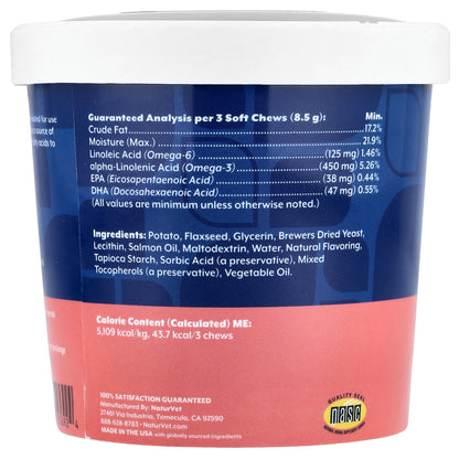 NaturVet, Omega-Gold With Salmon Oil & Essential Fatty Acids, For Dogs & Cats, Bacon & Chicken, 90 Soft Chews, 9 oz (256 g)