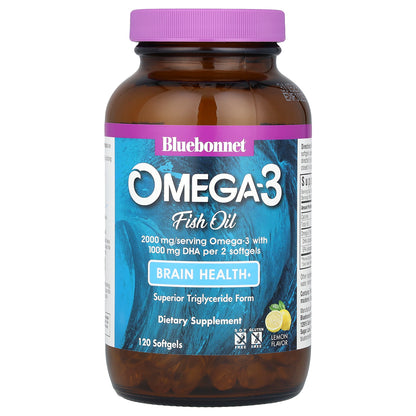 Bluebonnet Nutrition, Omega-3 Fish Oil, Lemon, 120 Softgels