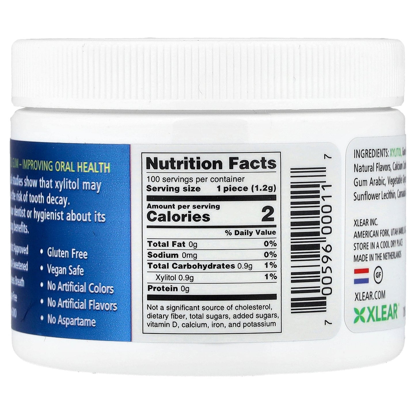 Xlear, Spry®, Dental Defense System, Sugar-Free Gum, Natural Peppermint, 100 Pieces