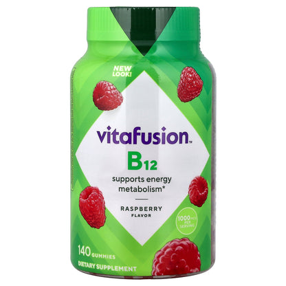 VitaFusion, B12 Gummies, Raspberry, 140 Gummies (500 mcg Per gummy)