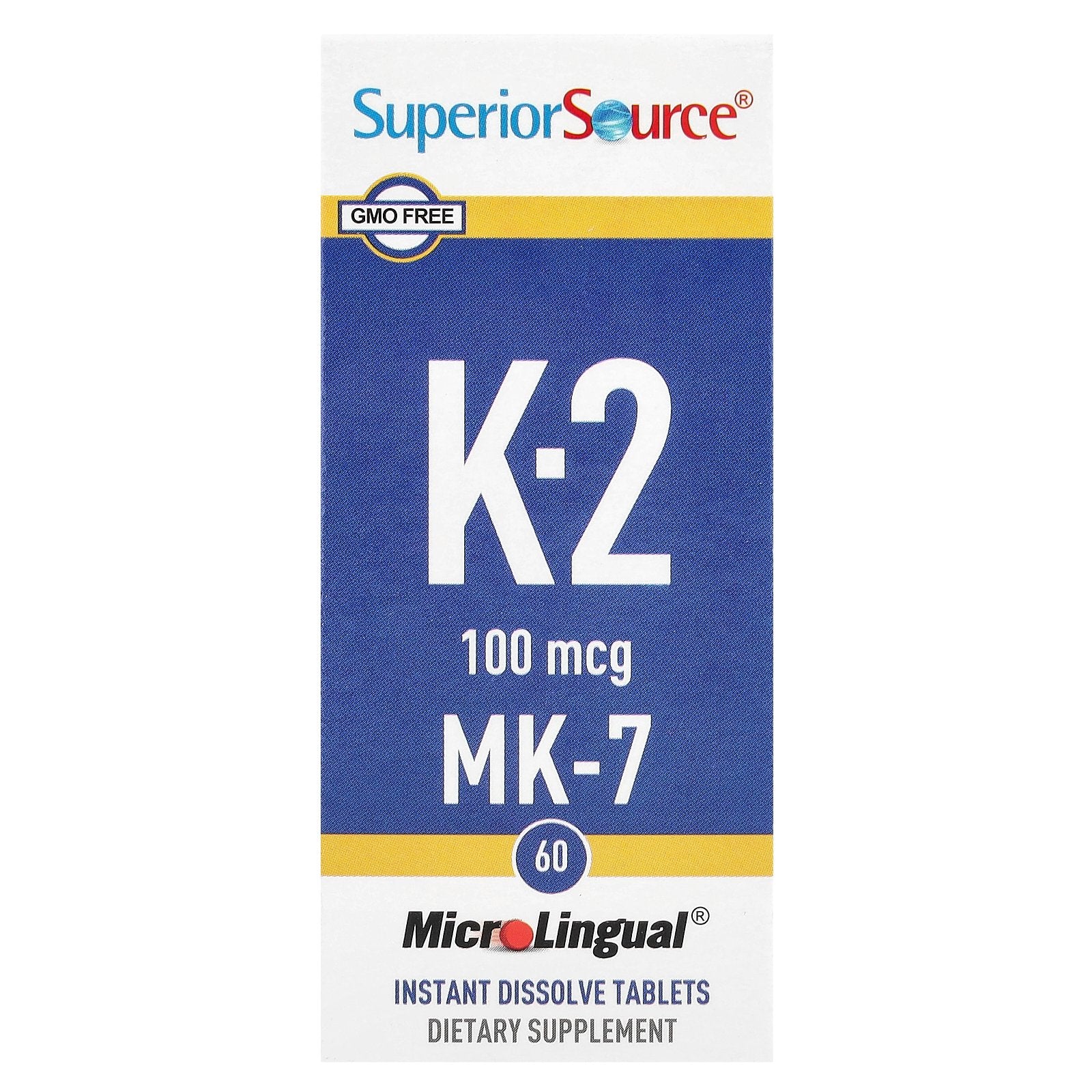Superior Source, Vitamin K-2, 100 mcg, 60 MicroLingual® Instant Dissolve Tablets