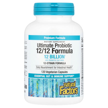 Natural Factors, Ultimate Probiotic, 12/12 Formula, 12 Billion CFU, 120 Vegetarian Capsules