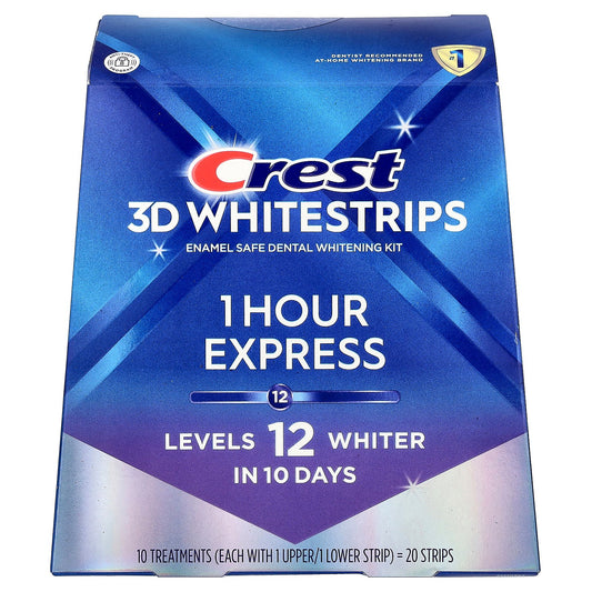 Crest, 3D Whitestrips, Dental Whitening Kit, 1 Hour Express, 20 Strips
