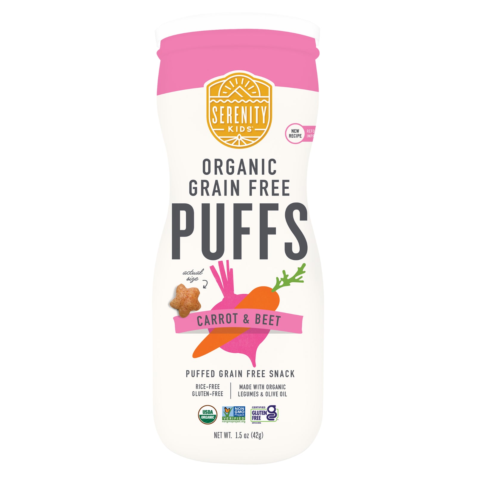 Serenity Kids, Organic Grain Free Puffs, Carrot & Beet, 1.5 oz (42 g)