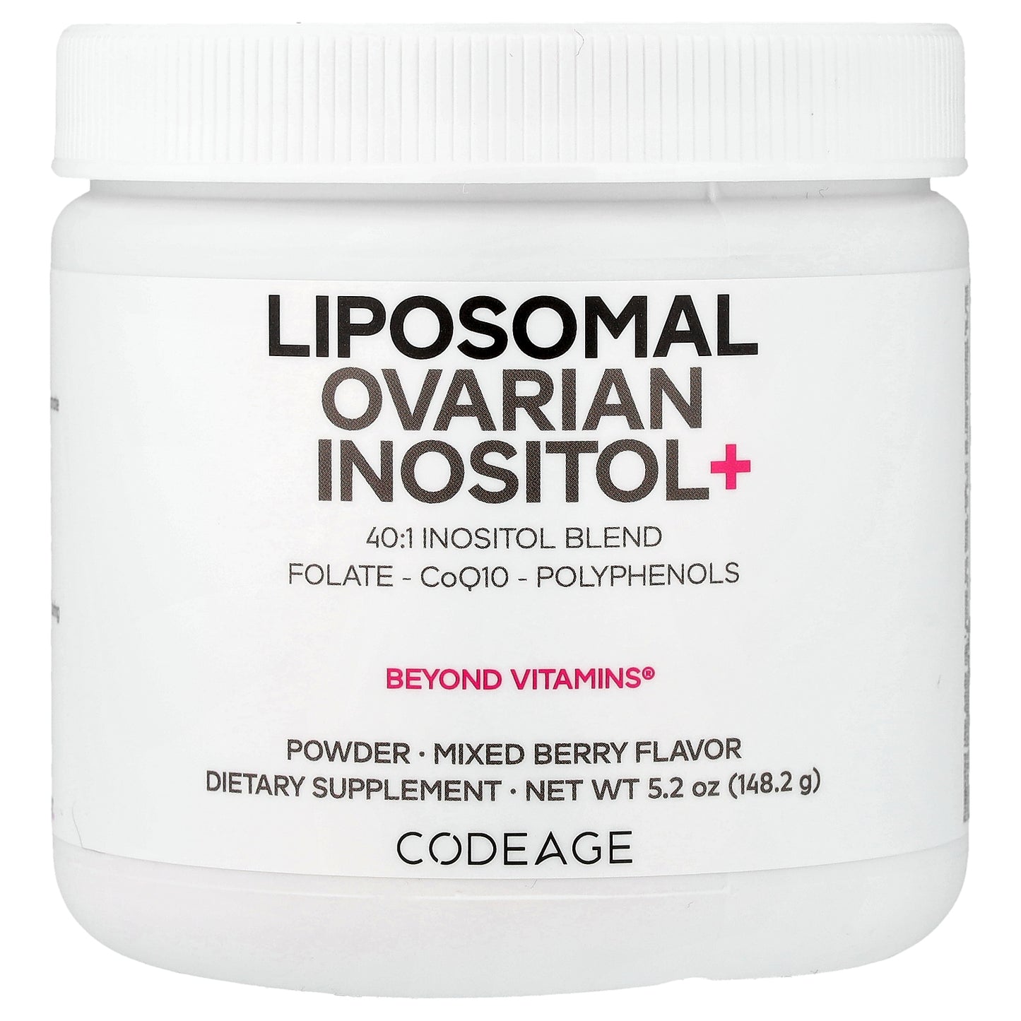 Codeage, Liposomal Ovarian Inositol+ Powder, Mixed Berry, 5.2 oz (148.2 g)