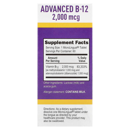 Superior Source, Advanced B-12, 2,000 mcg, 60 MicroLingual® Instant Dissolve Tablets