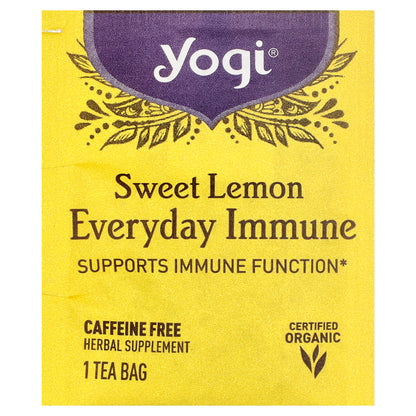 Yogi Tea, Everyday Immune, Sweet Lemon, Caffeine Free, 16 Tea Bags, 1.12 oz (32 g) Each