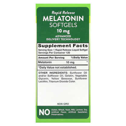 Nature's Truth, Melatonin, Rapid Release, 10 mg, 120 Rapid Release Liquid Softgels