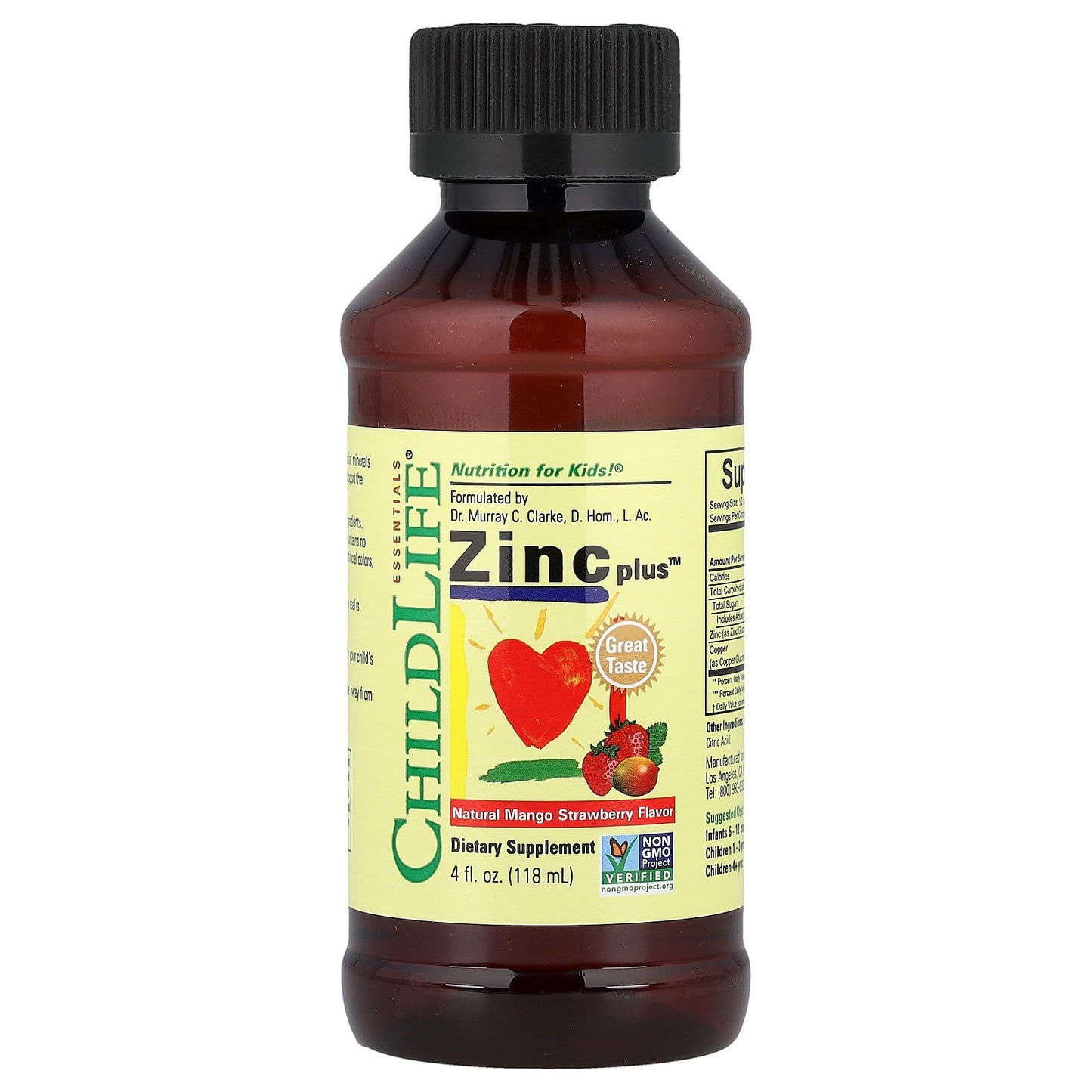 ChildLife Essentials, Zinc Plus™, Natural Mango Strawberry, 4 fl oz (118 ml)