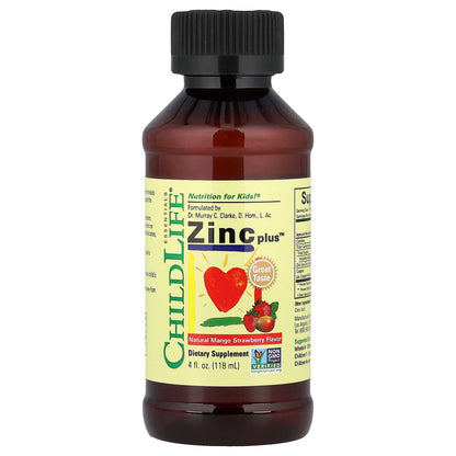 ChildLife Essentials, Zinc Plus™, Natural Mango Strawberry, 4 fl oz (118 ml)