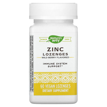 Nature's Way, Zinc Lozenges, Wild Berry Flavored, 60 Vegan Lozenges