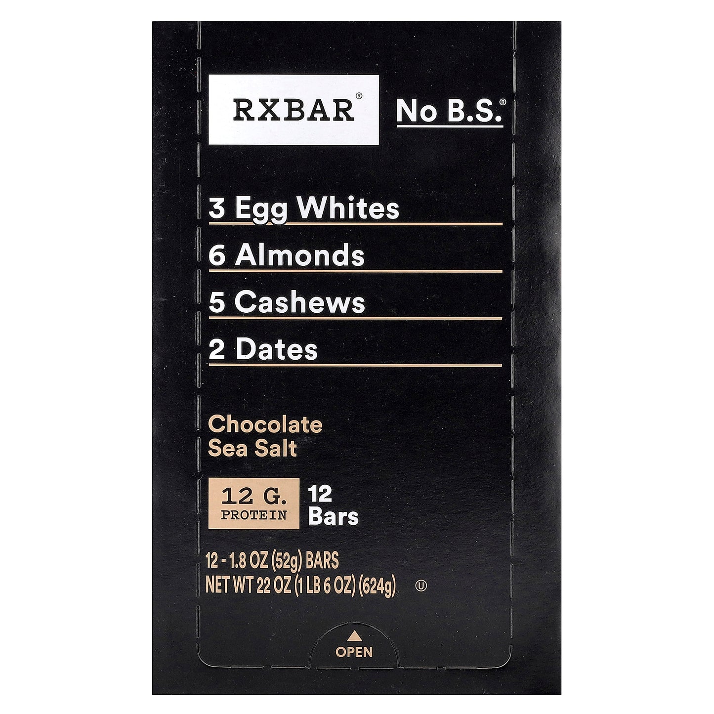 RXBAR, Protein Bar, Chocolate Sea Salt, 12 Bars, 1.8 oz (52 g) Each