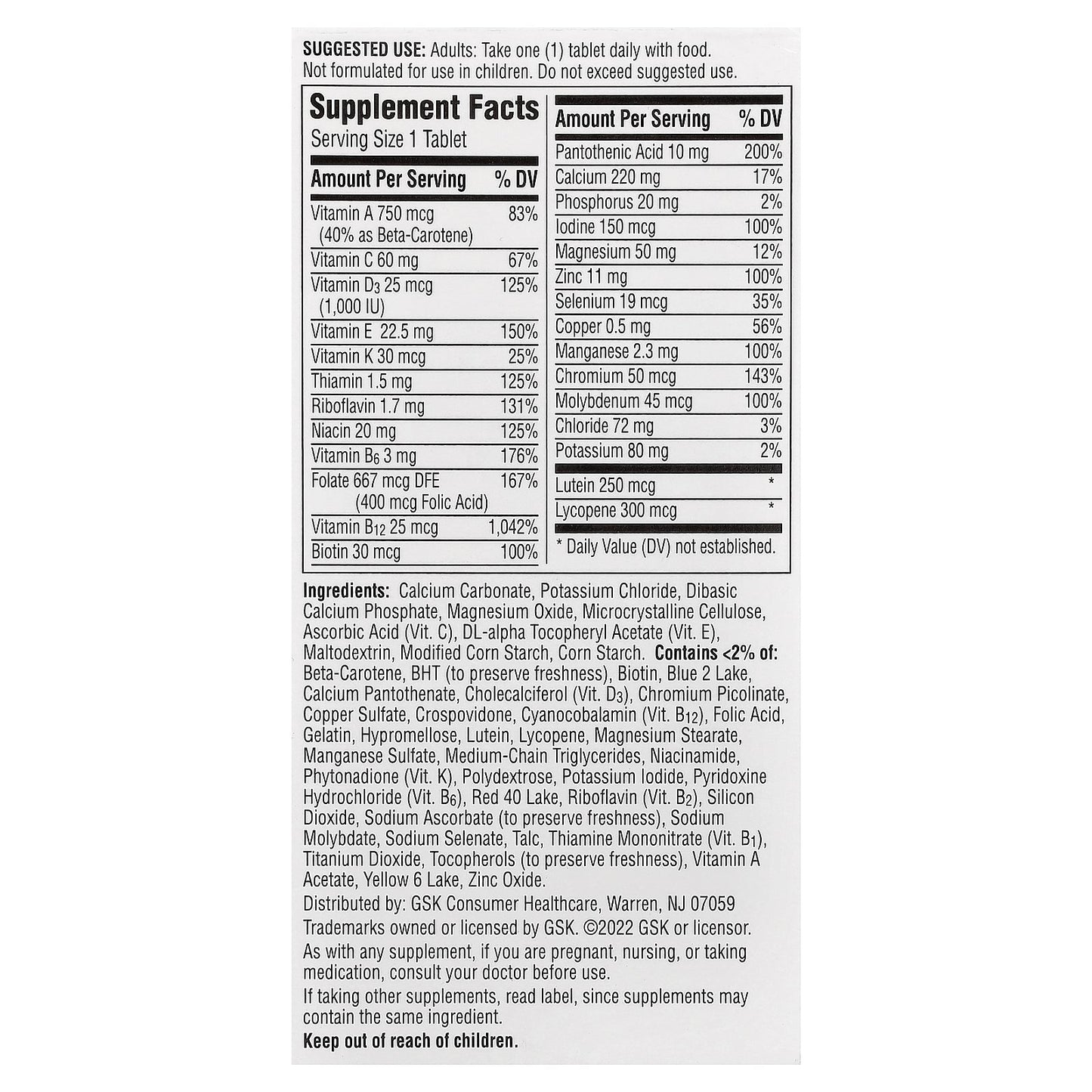 Centrum, Silver, Adults 50+, 80 Tablets