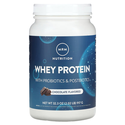 MRM Nutrition, Whey Protein, With Probiotics & Postbiotics, Chocolate, 2.02 lbs (917 g)