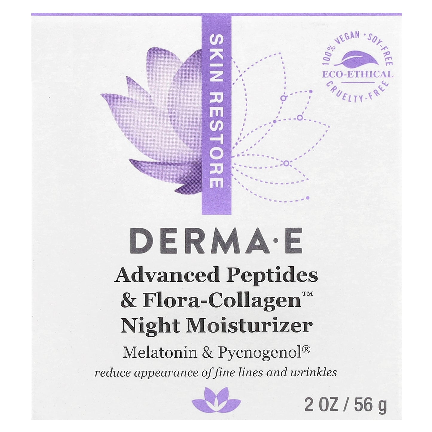 DERMA E, Advanced Peptides & Flora-Collagen™ Night Moisturizer, 2 oz (56 g)