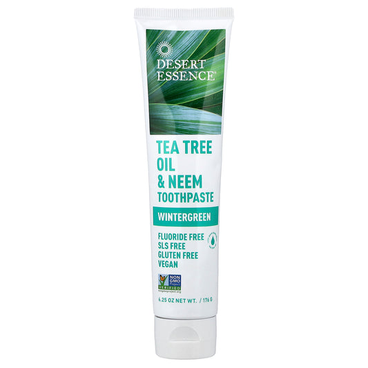 Desert Essence, Tea Tree Oil & Neem Toothpaste, Wintergreen, 6.25 oz (176 g)
