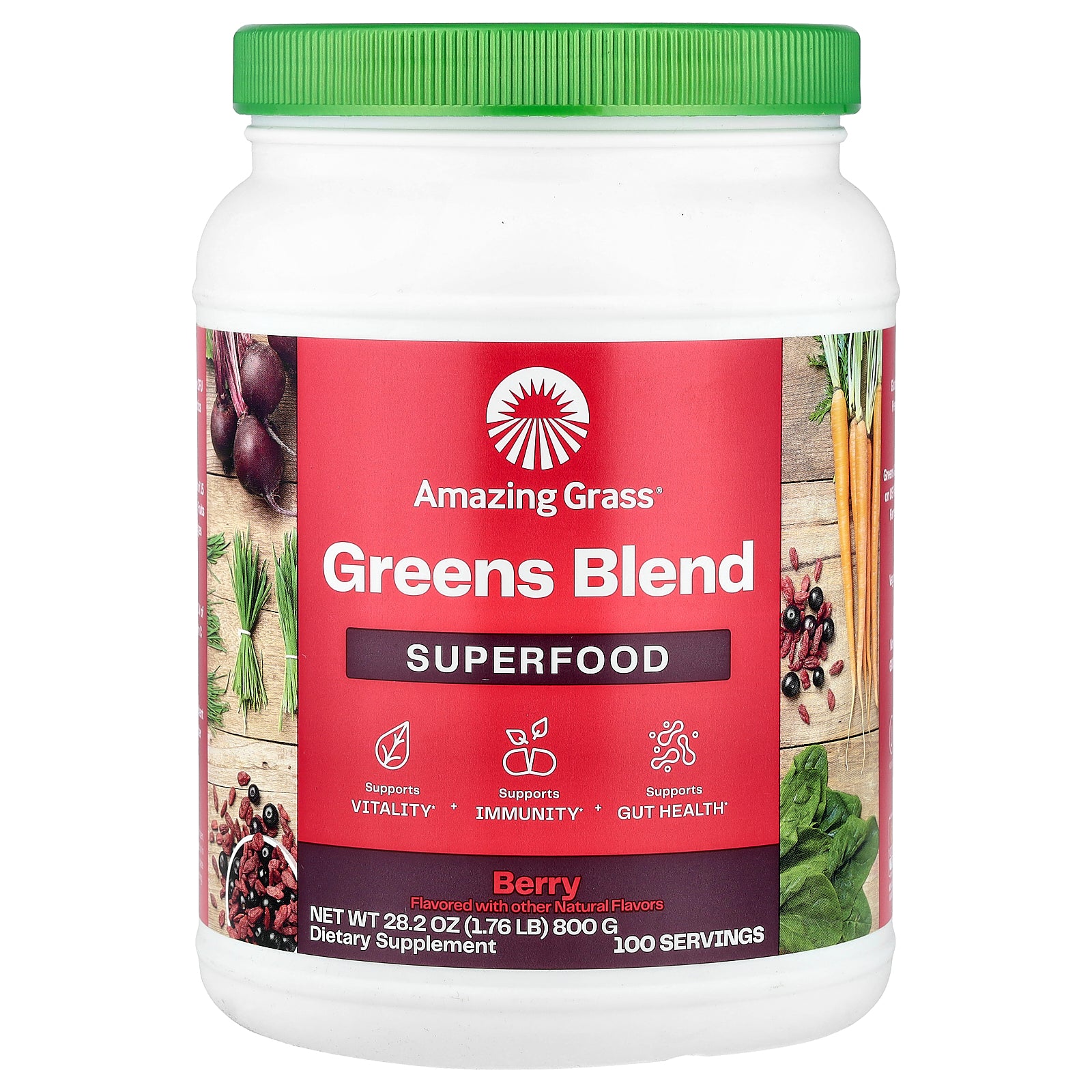 Amazing Grass, Greens Blend Superfood, Berry, 1.76 lb (800 g)