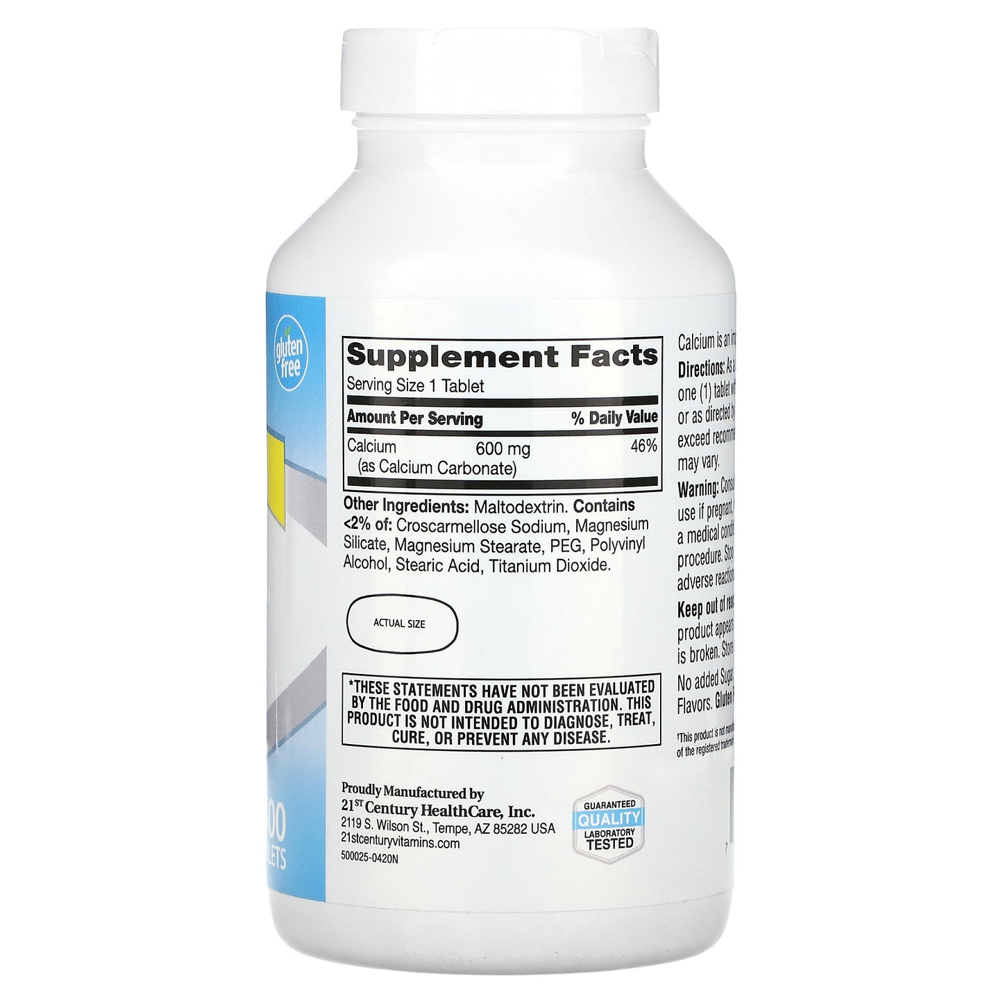 21st Century, Calcium Supplement 600, 400 Tablets (600 mg per Tablet)