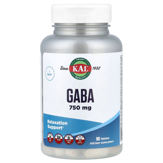 KAL, GABA, 750 mg, 90 Tablets