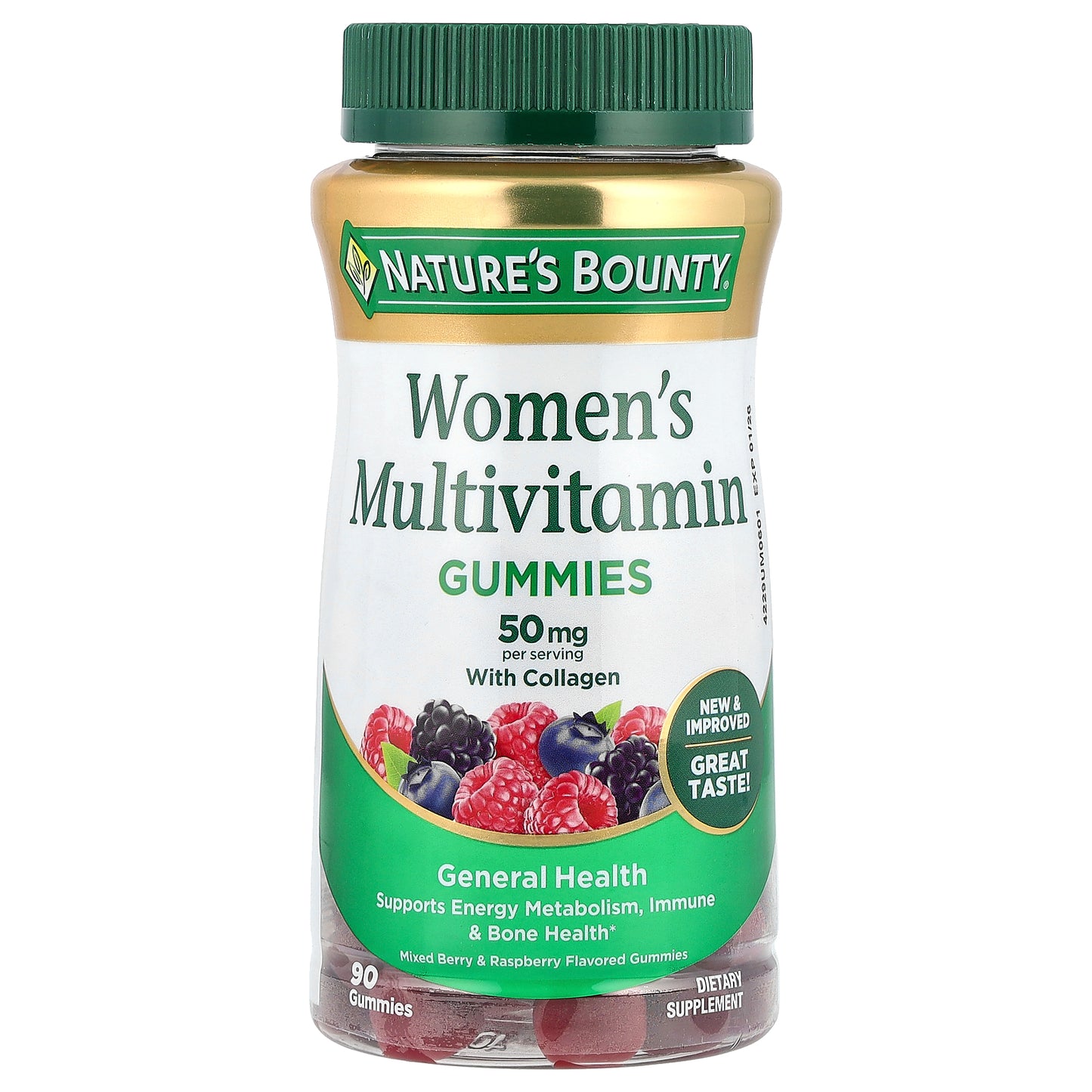 Nature's Bounty, Women's Multivitamin Gummies, Mixed Berry & Raspberry, 90 Gummies