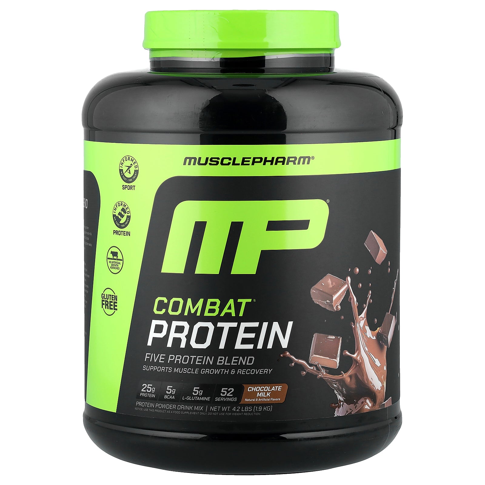 MusclePharm, Combat® Protein Powder, Chocolate Milk, 4.2 lbs (1.9 kg)