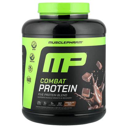 MusclePharm, Combat® Protein Powder, Chocolate Milk, 4.2 lbs (1.9 kg)