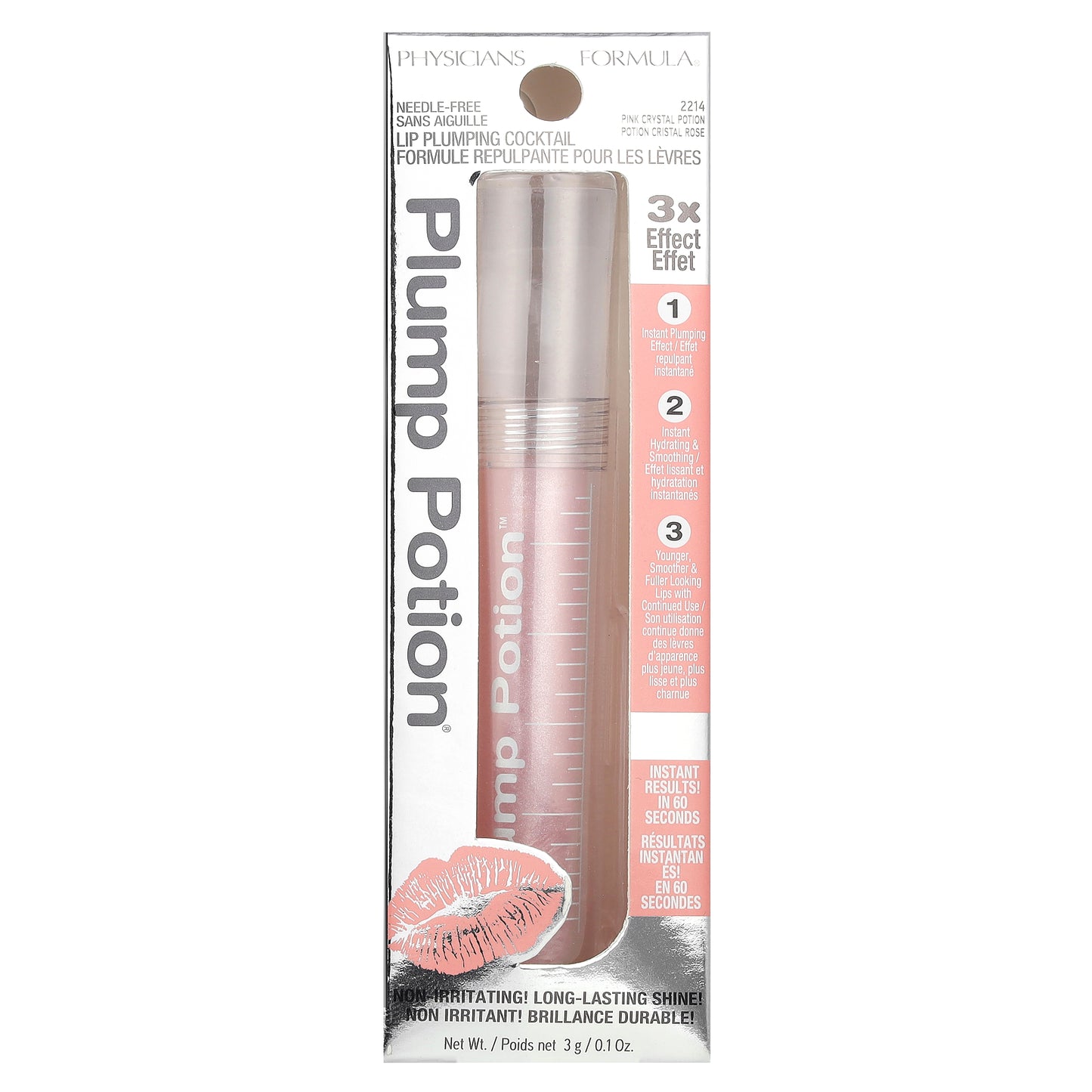 Physicians Formula, Plump Potion®, Needle-Free Lip Plumping Cocktail, 2214 Pink Crystal Potion, 0.1 oz (3 g)
