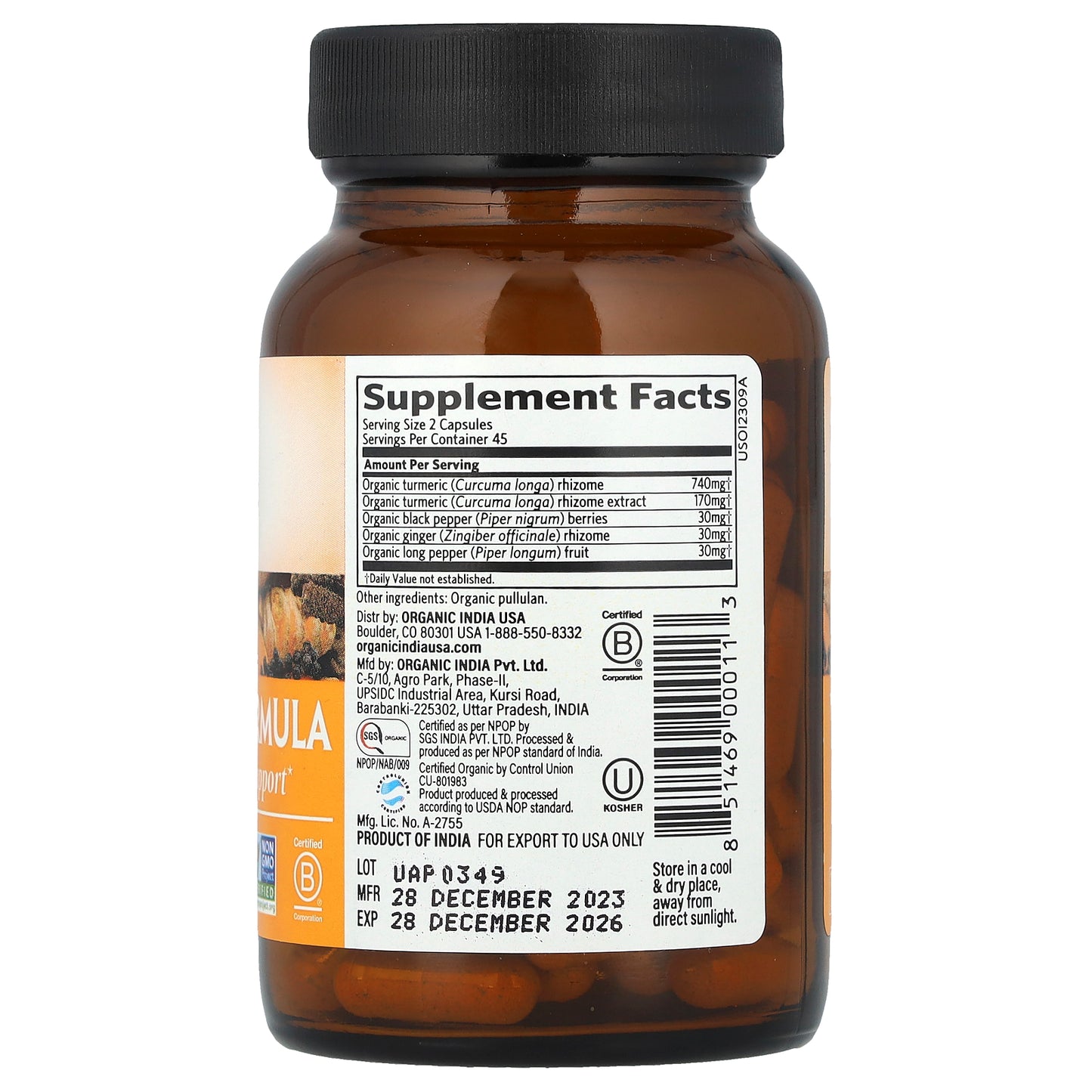 Organic India, Turmeric Formula, 90 Vegetarian Caps