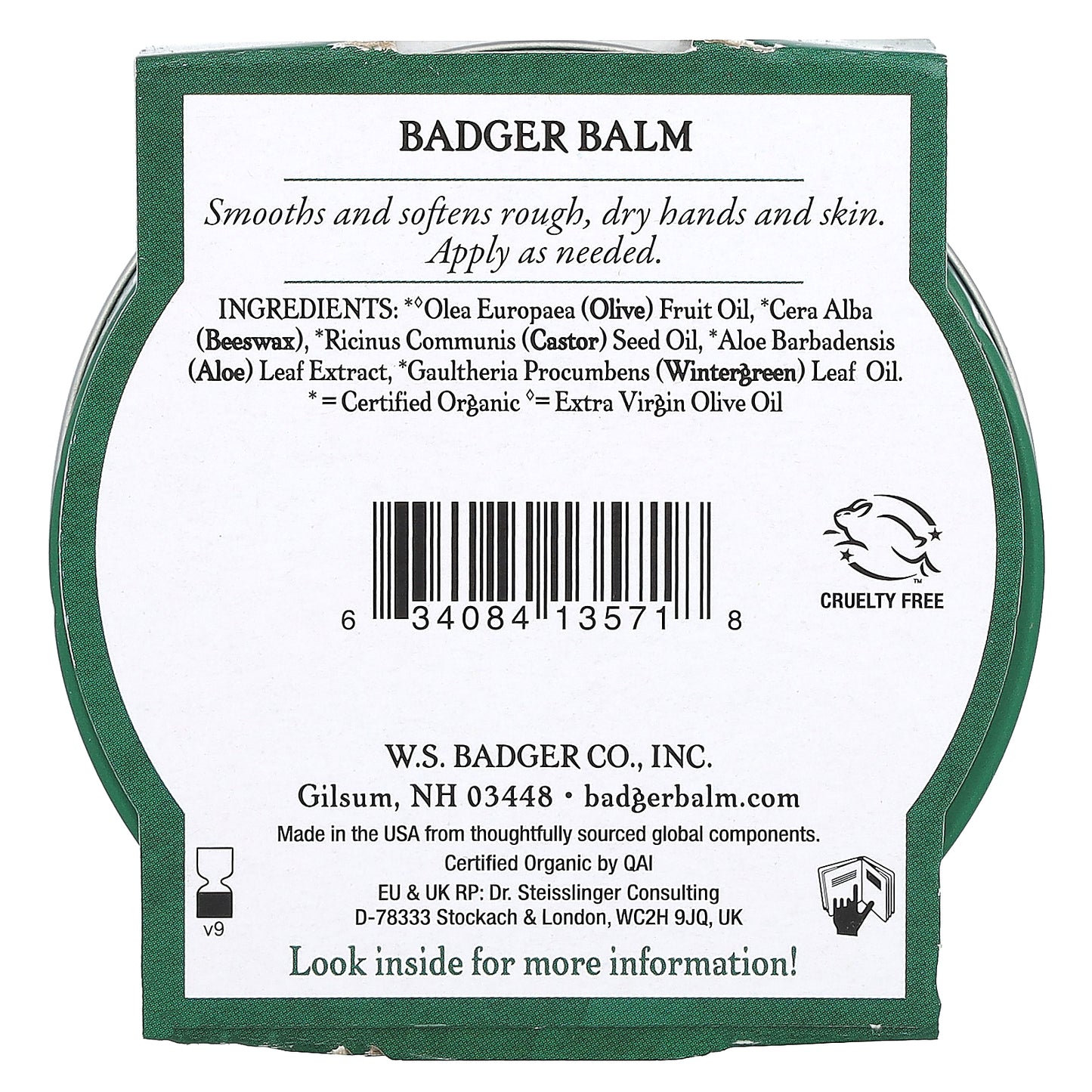 Certified Organic Badger Balm for Hardworking Hands, 2 oz (56 g)