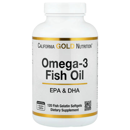 California Gold Nutrition, Omega-3 Fish Oil, 120 Fish Gelatin Softgels (1,250 mg per Softgel)