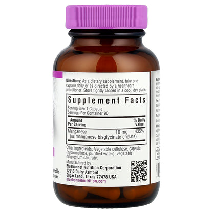 Bluebonnet Nutrition, Chelated Manganese, 10 mg, 90 Vegetable Capsules