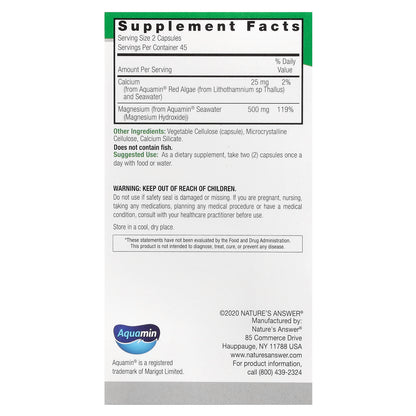 Nature's Answer, Marine Based Magnesium, 90 Vegetarian Capsules