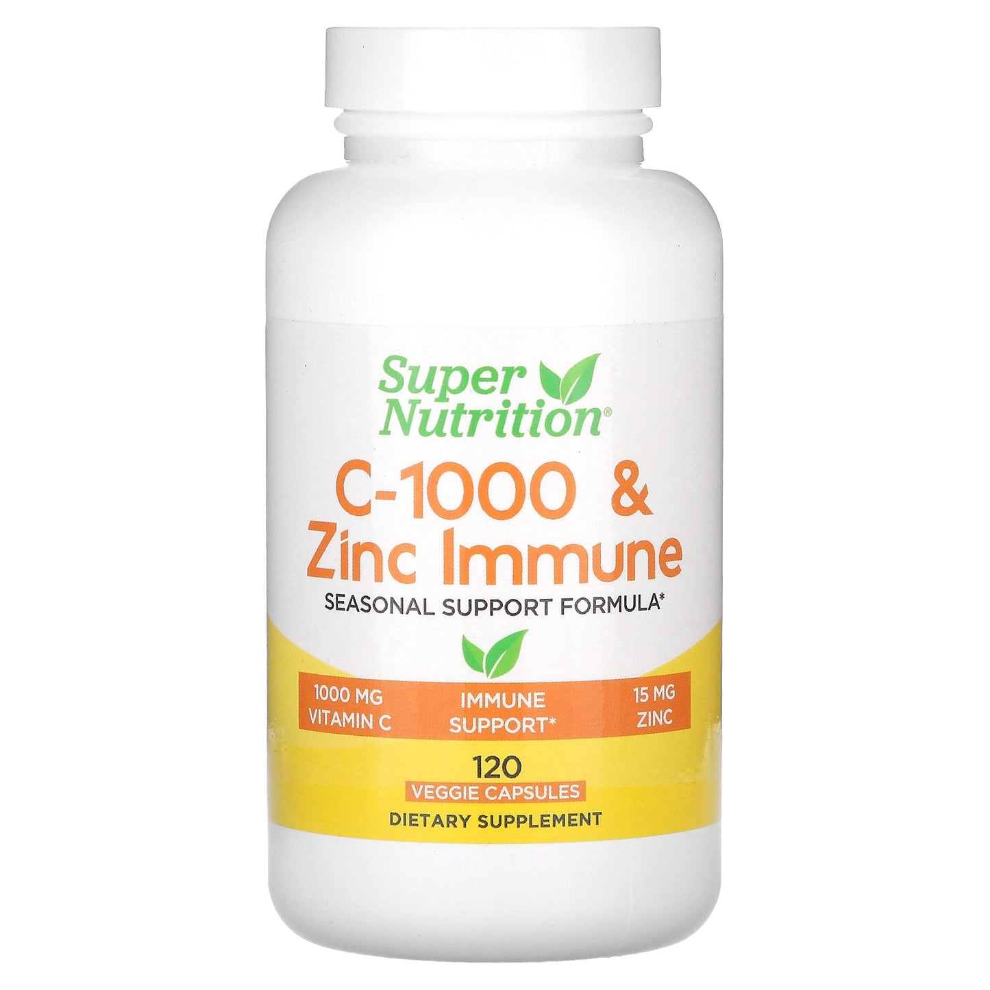 Super Nutrition, C-1000 & Zinc Immune, 120 Veggie Capsules