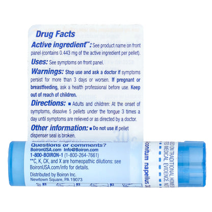 Boiron, Aconitum Napellus, 30C, Fever Relief, Approx 80 Pellets