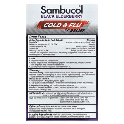 Sambucol, Black Elderberry, Cold & Flu Relief, 60 Tablets