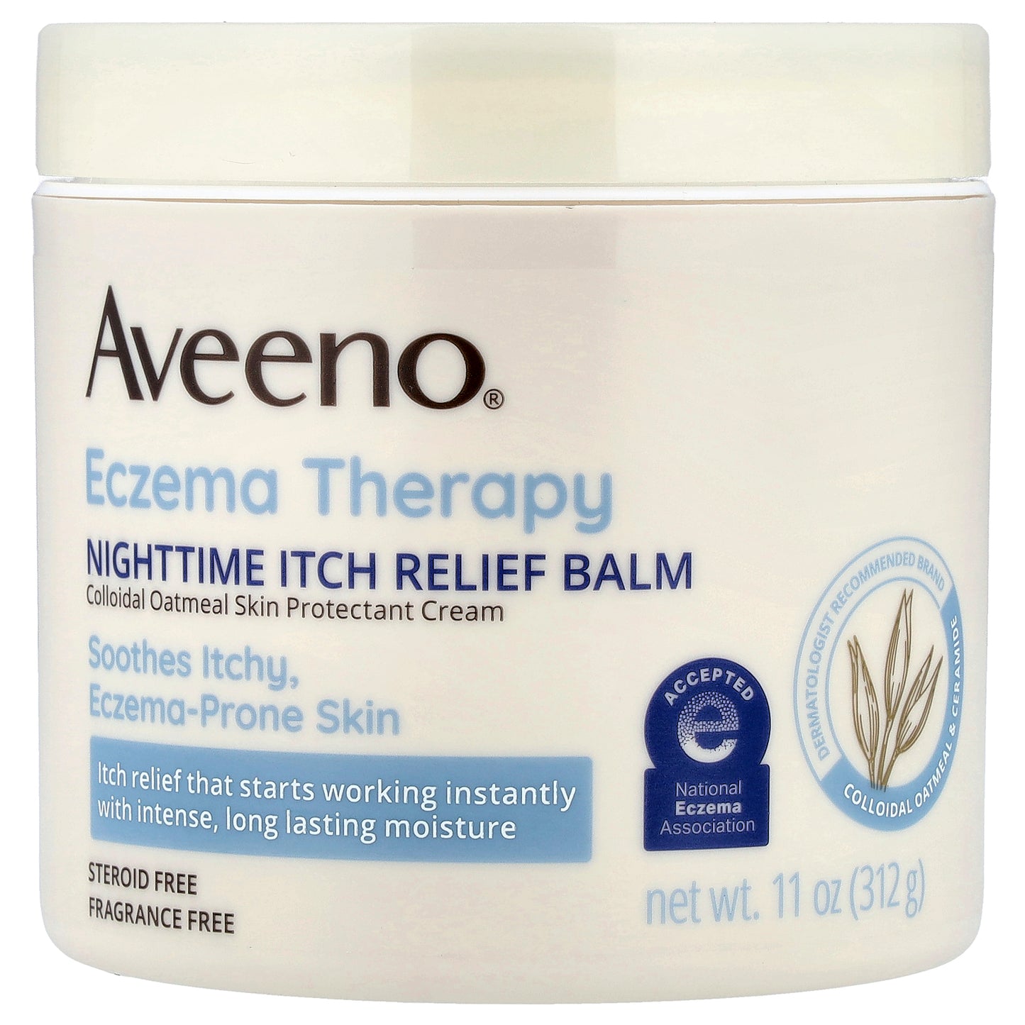 Aveeno, Eczema Therapy Nighttime Itch Relief Balm, Fragrance Free, 11 oz (312 g)
